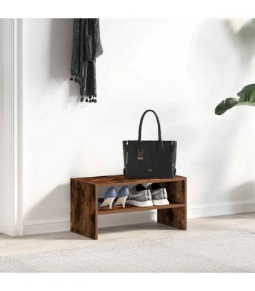 vidaXL Shoe Rack Stackable Smoked Oak 60x30x30.5 cm