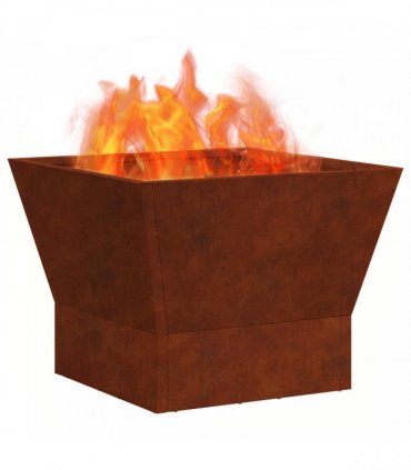 vidaXL Fire Pit Brown 40 x 40 x 35 cm Weathering Steel — Colour: Weathering steel/brown, Size: 40 x 40 x 30 cm