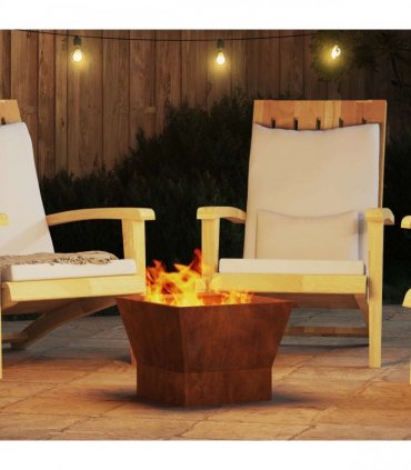 vidaXL Fire Pit Brown 40 x 40 x 35 cm Weathering Steel — Colour: Weathering steel/brown, Size: 40 x 40 x 30 cm
