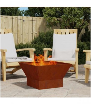 vidaXL Fire Pit Brown 60 x 60 x 35 cm Weathering Steel — Colour: Weathering steel/brown