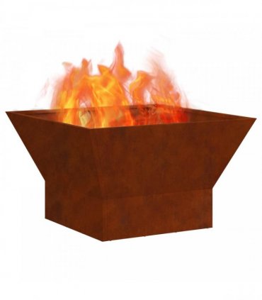 vidaXL Fire Pit Brown 60 x 60 x 35 cm Weathering Steel — Colour: Weathering steel/brown