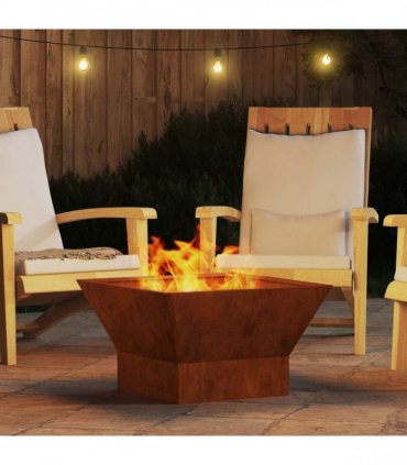 vidaXL Fire Pit Brown 60 x 60 x 35 cm Weathering Steel — Colour: Weathering steel/brown