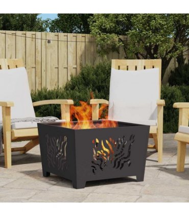 vidaXL Fire Pit Black 60 x 60 x 40 cm Steel — Colour: Cold-rolled steel/black