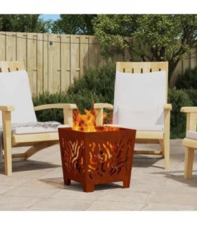 vidaXL Fire Pit Brown 40 x 40 x 40 cm Weathering steel — Colour: Weathering steel/brown