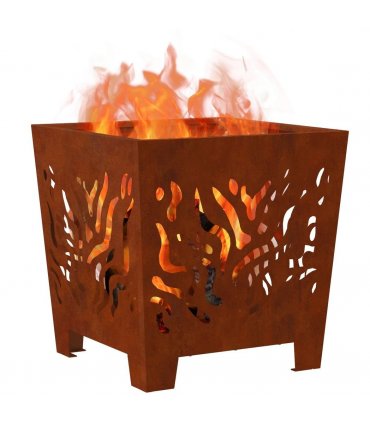 vidaXL Fire Pit Brown 40 x 40 x 40 cm Weathering steel — Colour: Weathering steel/brown