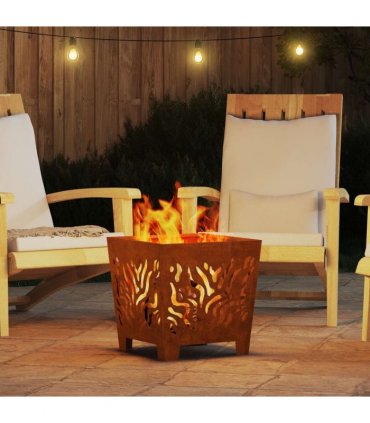 vidaXL Fire Pit Brown 40 x 40 x 40 cm Weathering steel — Colour: Weathering steel/brown
