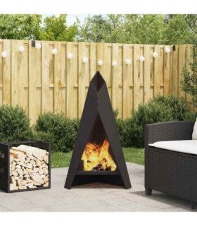 vidaXL Fire Pit Black 58 x 40 x 100 cm Steel — Colour: Cold-rolled steel/black
