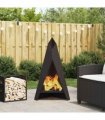 vidaXL Fire Pit Black 58 x 40 x 100 cm Steel — Colour: Cold-rolled steel/black