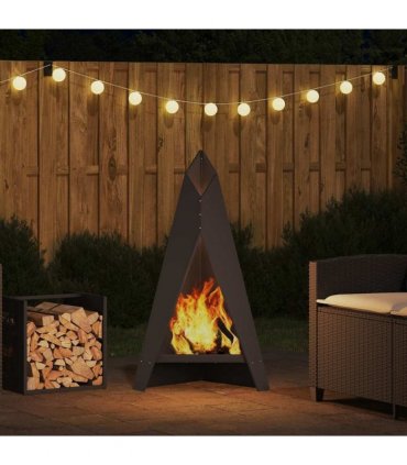 vidaXL Fire Pit Black 58 x 40 x 100 cm Steel — Colour: Cold-rolled steel/black