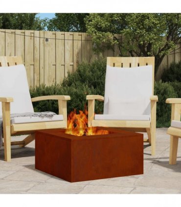 vidaXL Fire Pit Brown 60 x 60 x 30 cm Weathering Steel — Colour: Weathering steel/brown