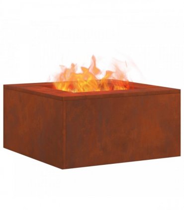 vidaXL Fire Pit Brown 60 x 60 x 30 cm Weathering Steel — Colour: Weathering steel/brown
