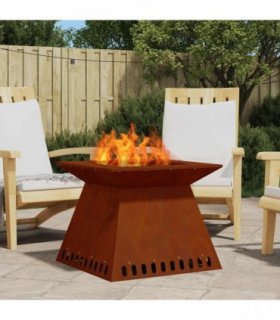 vidaXL Fire Pit Brown 60 x 60 x 50 cm Weathering Steel — Colour: Weathering steel/brown