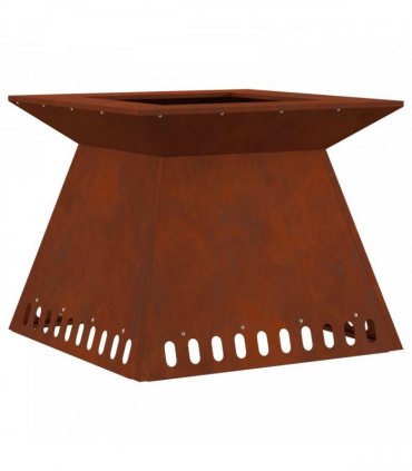 vidaXL Fire Pit Brown 60 x 60 x 50 cm Weathering Steel — Colour: Weathering steel/brown