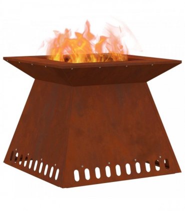 vidaXL Fire Pit Brown 60 x 60 x 50 cm Weathering Steel — Colour: Weathering steel/brown