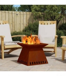 vidaXL Fire Pit Brown 48 x 48 x 40 cm Weathering Steel — Colour: Weathering steel/brown