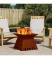 vidaXL Fire Pit Brown 48 x 48 x 40 cm Weathering Steel — Colour: Weathering steel/brown