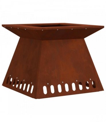 vidaXL Fire Pit Brown 48 x 48 x 40 cm Weathering Steel — Colour: Weathering steel/brown