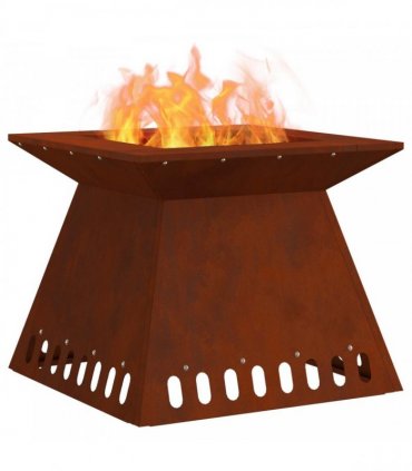 vidaXL Fire Pit Brown 48 x 48 x 40 cm Weathering Steel — Colour: Weathering steel/brown