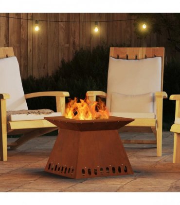 vidaXL Fire Pit Brown 48 x 48 x 40 cm Weathering Steel — Colour: Weathering steel/brown