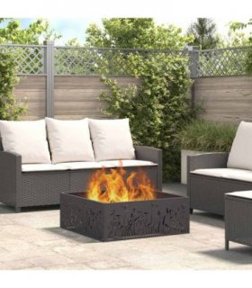 vidaXL Fire Pit Black 80 x 80 x 30 cm Steel — Colour: Cold-rolled steel/black