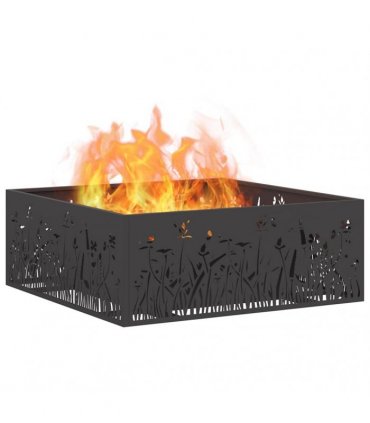vidaXL Fire Pit Black 80 x 80 x 30 cm Steel — Colour: Cold-rolled steel/black