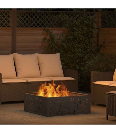 vidaXL Fire Pit Black 80 x 80 x 30 cm Steel — Colour: Cold-rolled steel/black
