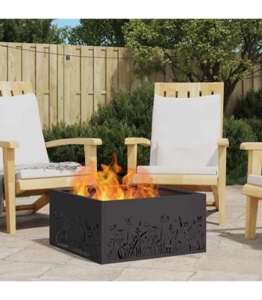 vidaXL Fire Pit Black 60 x 60 x 30 cm Steel — Colour: Cold-rolled steel/black — V0672058081
