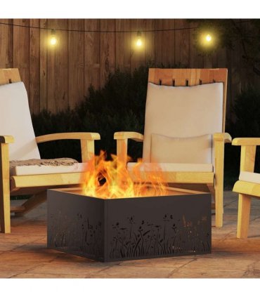 vidaXL Fire Pit Black 60 x 60 x 30 cm Steel — Colour: Cold-rolled steel/black — V0672058081