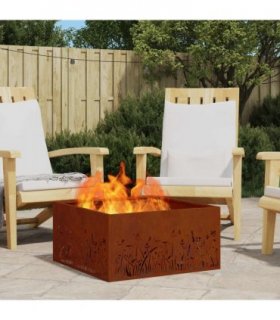 vidaXL Fire Pit Brown 60 x 60 x 30 cm Weathering Steel — Colour: Weathering steel/brown — V0672058082