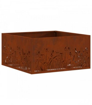 vidaXL Fire Pit Brown 60 x 60 x 30 cm Weathering Steel — Colour: Weathering steel/brown — V0672058082
