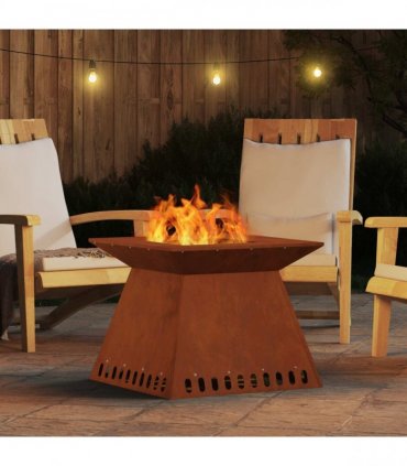 vidaXL Fire Pit Brown 60 x 60 x 30 cm Weathering Steel — Colour: Weathering steel/brown — V0672058082
