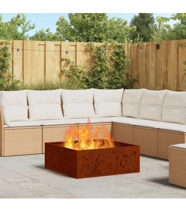 vidaXL Fire Pit Brown 80 x 80 x 30 cm Weathering Steel — Colour: Weathering steel/brown
