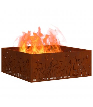 vidaXL Fire Pit Brown 80 x 80 x 30 cm Weathering Steel — Colour: Weathering steel/brown