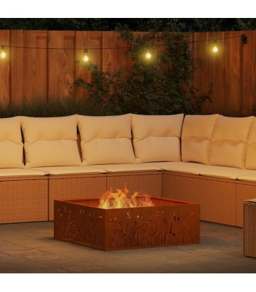 vidaXL Fire Pit Brown 80 x 80 x 30 cm Weathering Steel — Colour: Weathering steel/brown