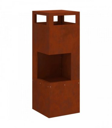vidaXL Fire Pit Brown 35 x 35 x 100 cm Weathering Steel — Colour: Weathering steel/brown
