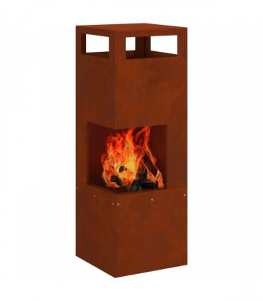 vidaXL Fire Pit Brown 35 x 35 x 100 cm Weathering Steel — Colour: Weathering steel/brown