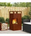 vidaXL Fire Pit Brown 50 x 50 x 100 cm Weathering Steel — Colour: Weathering steel/brown