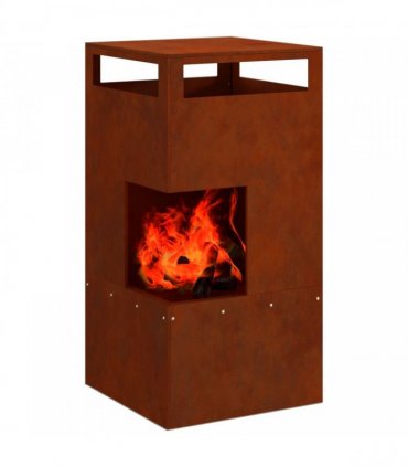 vidaXL Fire Pit Brown 50 x 50 x 100 cm Weathering Steel — Colour: Weathering steel/brown