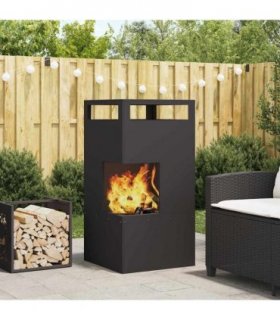 vidaXL Fire Pit Black 50 x 50 x 100 cm Steel — Colour: Cold-rolled steel/black
