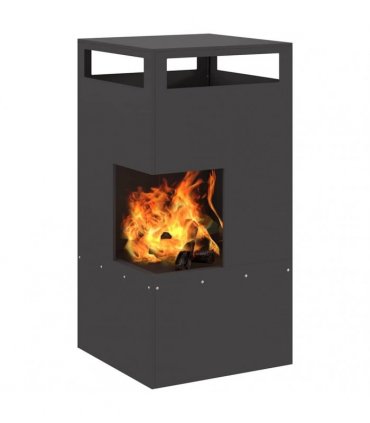 vidaXL Fire Pit Black 50 x 50 x 100 cm Steel — Colour: Cold-rolled steel/black