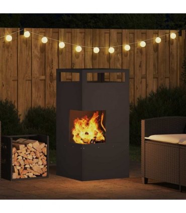 vidaXL Fire Pit Black 50 x 50 x 100 cm Steel — Colour: Cold-rolled steel/black