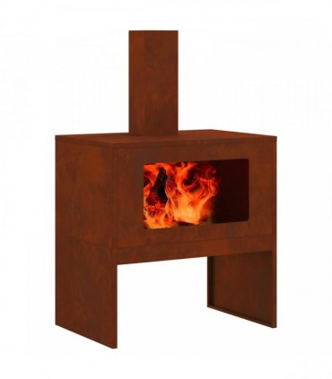 vidaXL Fire Pit Brown 60 x 40 x 96 cm Weathering Steel — Colour: Weathered steel/brown