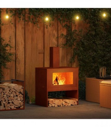 vidaXL Fire Pit Brown 60 x 40 x 96 cm Weathering Steel — Colour: Weathered steel/brown