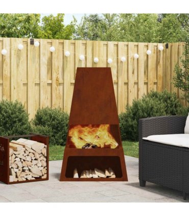 vidaXL Fire Pit Brown 60 x 35 x 100 cm Weathering Steel — Colour: Weathering steel/brown