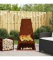vidaXL Fire Pit Brown 60 x 35 x 100 cm Weathering Steel — Colour: Weathering steel/brown