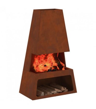 vidaXL Fire Pit Brown 60 x 35 x 100 cm Weathering Steel — Colour: Weathering steel/brown