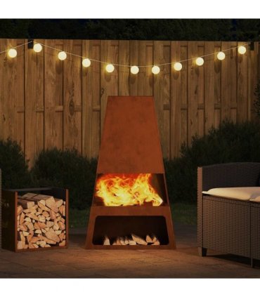 vidaXL Fire Pit Brown 60 x 35 x 100 cm Weathering Steel — Colour: Weathering steel/brown