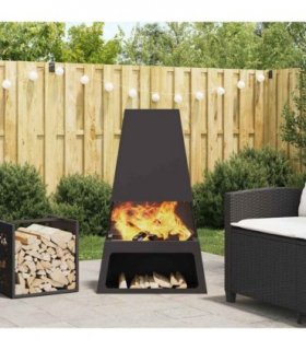 vidaXL Fire Pit Black 60 x 35 x 100 cm Steel — Colour: Cold-rolled steel/black