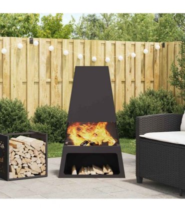 vidaXL Fire Pit Black 60 x 35 x 100 cm Steel — Colour: Cold-rolled steel/black