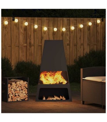 vidaXL Fire Pit Black 60 x 35 x 100 cm Steel — Colour: Cold-rolled steel/black